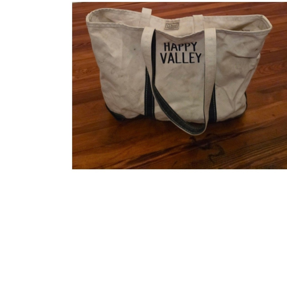 LL Bean Boat and Tote Bag Vintage Happy Valley Canvas Navy Penn ST Made in USA